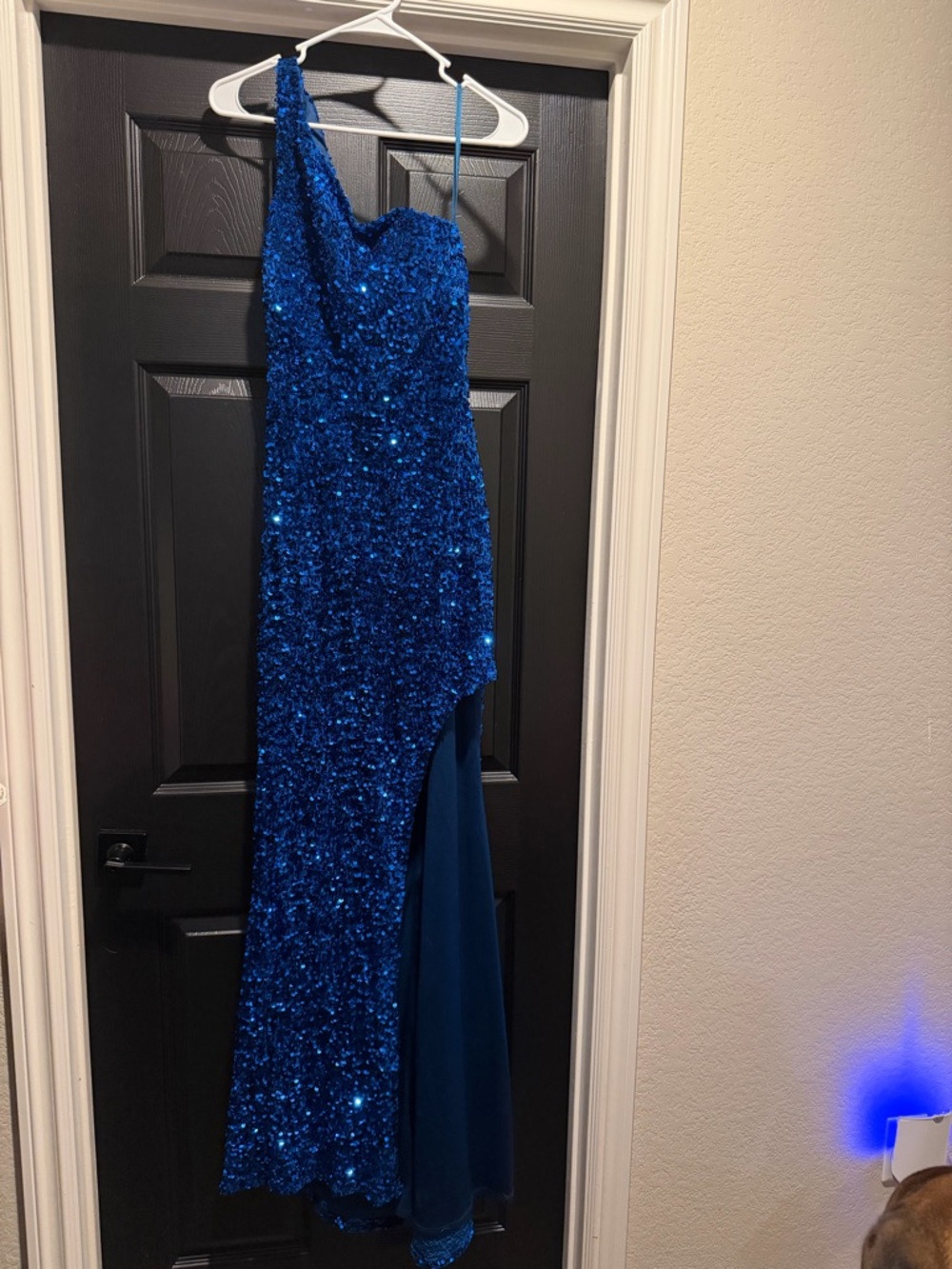 One-Shoulder Royal Blue Sequin Evening Gown size 9
